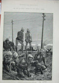 Original Old Antique Print 1882 Skirmishing Party Railway Embankment War Siers