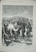 Old Antique Print 1884 War Soudan Camels Major-General Sartorius Souakim 19th