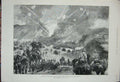 Original Old Antique Print 1884 War Soudan Siers Osman Dinga Fire Village Camp