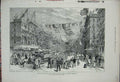 Old Antique Print 1876 Street Philadelphia America Centennial Exhibition 19th