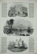Antique Old Print 1846 Australia Sydney Council Packet-Ship Massachusetts 19th
