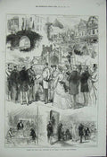 Old Antique Print 1874 Chester Eaton Hall Party Earl Grosvenor Procession 19th