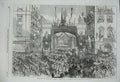 Old Antique Print 1869 Swiss National Festival Geneva Cantons Mont Blanc 19th