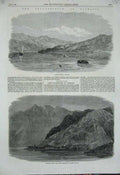 Old Antique Print 1869 Castel Nuovo Cattaro Dalmatia Insurrection Hills 19th