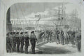 Old Antique Print 1865 Naval Festival Admiral Seymour Reine Hortense Ship 19th