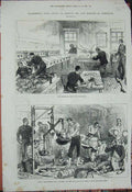 Old Antique Print Portsmouth 1880 Fort Munckton Battery Electrical Room 19th