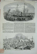 Original Old Antique Print 1851 Kossuth Southampton Docks Ship England 19th