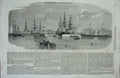 Old Antique Print 1859 Inner Dock Southampton War Ships Men Boats Hedger 19th