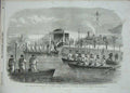 Original Old Antique Print 1856 Naval Review Queen Royal Family Portsmouth Ship