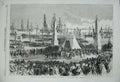 Original Old Antique Print 1869 Prince Denmark Custom House Copenhagen Ships
