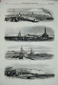 Original Old Antique Print 1856 Paris Calias Boulogne Havre Dieppe Ports France