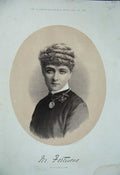 Original Old Antique Print 1884 Sepia Portrait Fortiscue Lady Woman Victorian