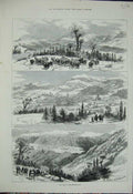 Original Old Antique Print 1876 War Herzegovina Battle Field Fortress Mountains