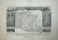 Original Old Antique Print 1845 Atlas National France Maps Meditteranean Paris