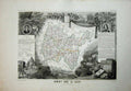 Old Antique Print De L'Ain Bourg 1845 Atlas National France Maps Belley 19th