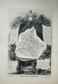 Old Antique Print 1845 Atlas National France Maps Dept Des Ardennes Flize 19th