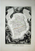 Old Antique Print 1845 Atlas National France Maps Du Cher Bourges Amand 19th