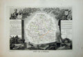 Original Old Antique Print 1845 Atlas National France Maps De L'Indre Gaultier