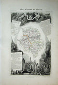 Old Antique Print 1845 Atlas National France Maps D'Indre Et Loire Tours 19th