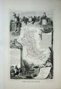 Old Antique Print 1845 Atlas National France Maps De La Loire Montbrison 19th