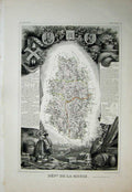 Old Antique Print Aneerville 1845 Atlas National France Maps De La Meuse 19th