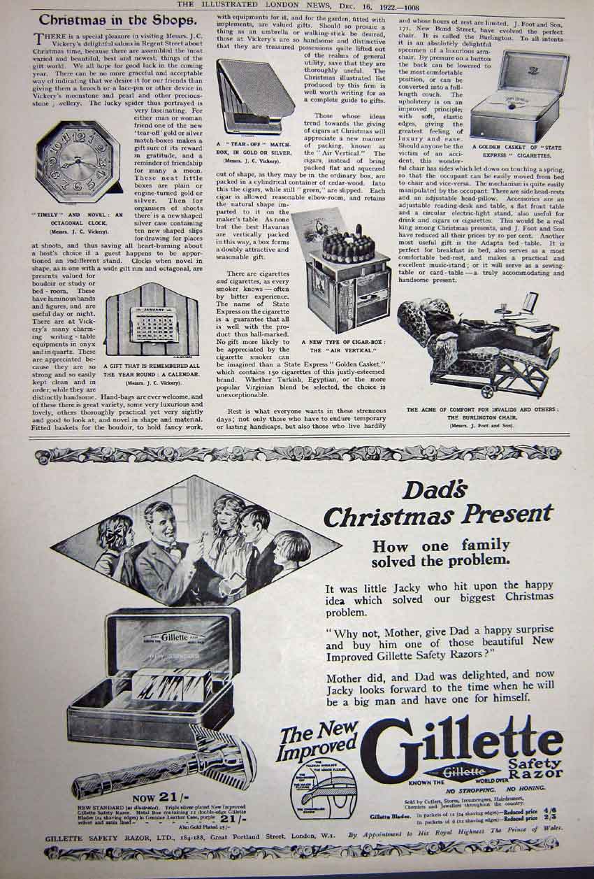 Old Vintage Print Advertisement 1922 Monte Carlo Gillette Safety Razor 0 20th