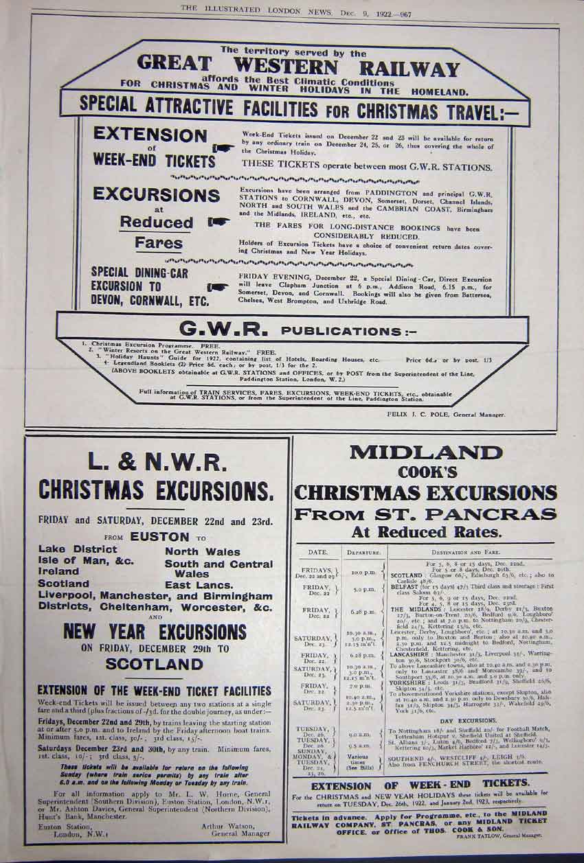 Old Vintage Print Advertisement 1922 Electric Lamps Railway G.W.R Train 20th