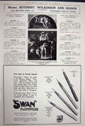 Old Vintage Print Advertisement 1922 Harrods Silversmiths Swan Fountpens 20th