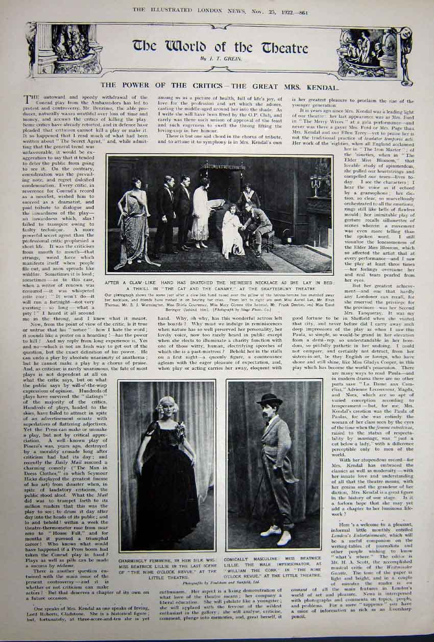 Original Old Vintage Print Advertisement 1922 Monte Carlo Theatre Shaftesbury