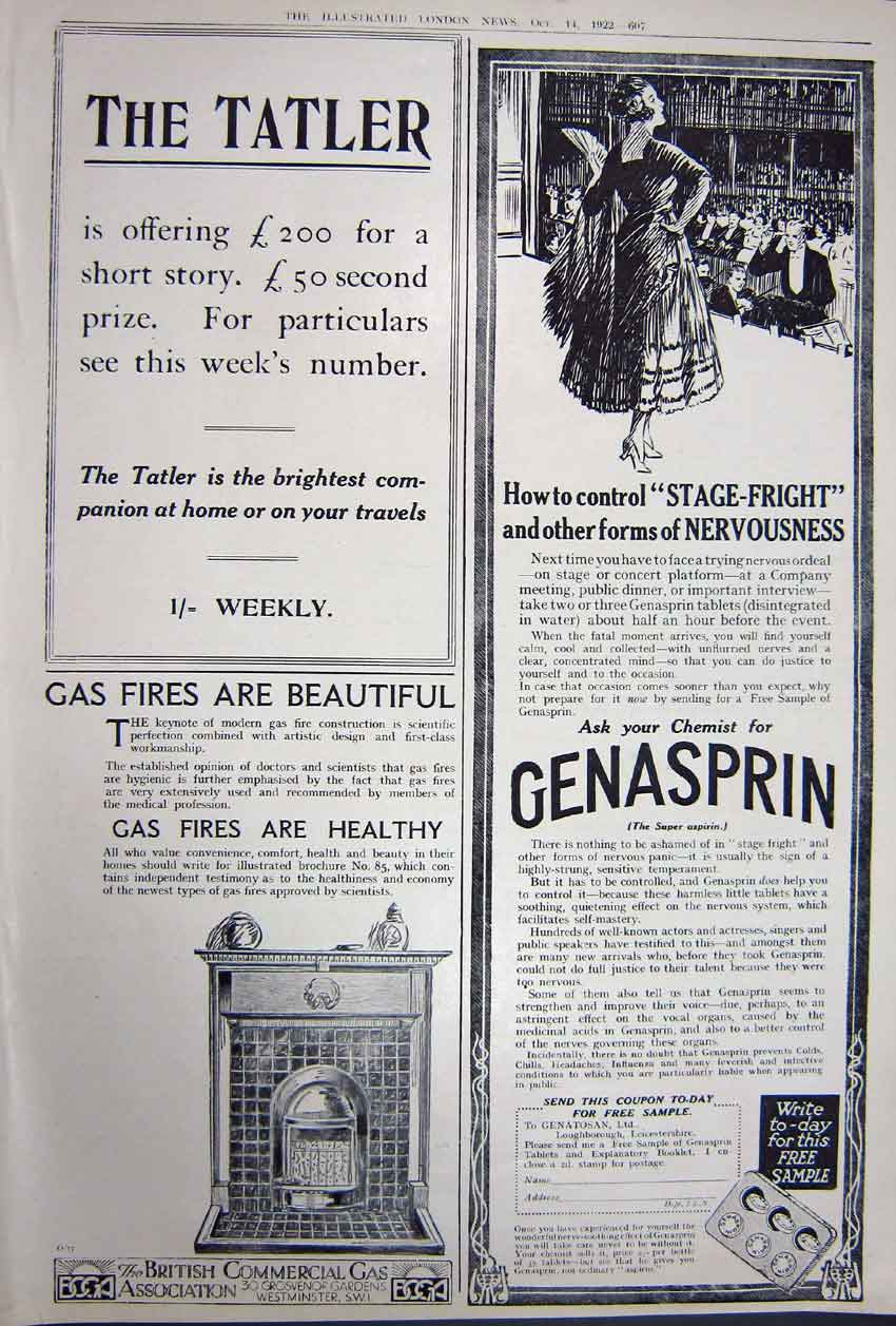 Original Old Vintage Print Advertisement 1922 Sunbeam Cars Triplex Gas Fires