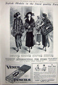 Old Vintage Print Advertisement 1922 Whisky Fur Venus Pencil Moore Cocoa 20th