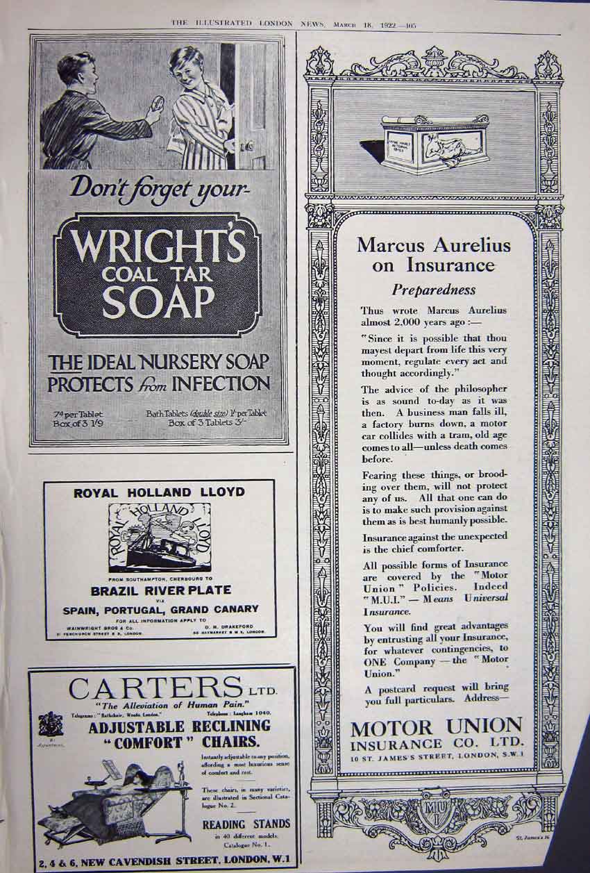 Old Vintage Print Advertisement 1922 Vichy Water Motor Cars Wright Soap 20th