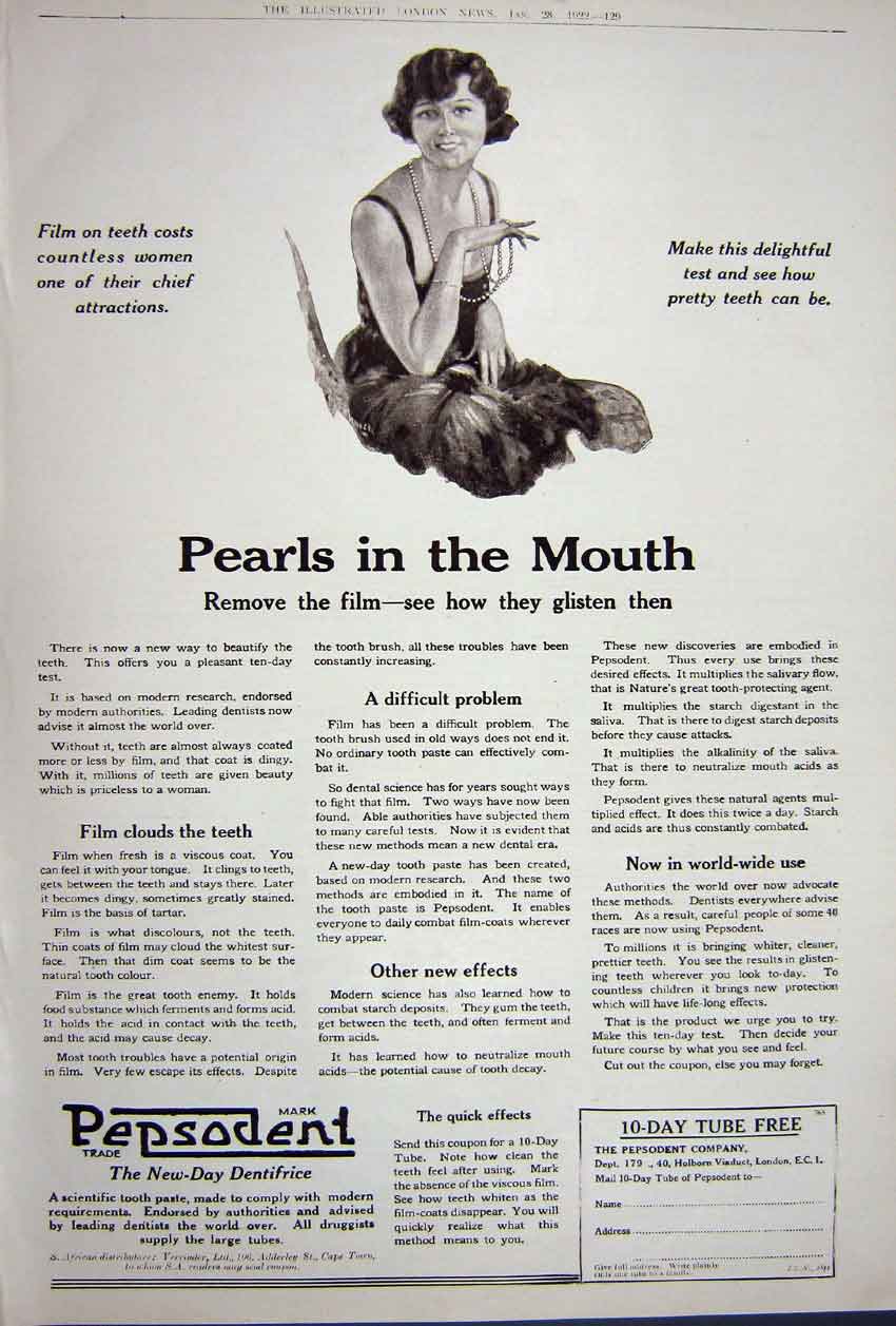 Old Vintage Print Advertisement 1922 Scotch Whisky Pepsodent Tooth Paste 20th