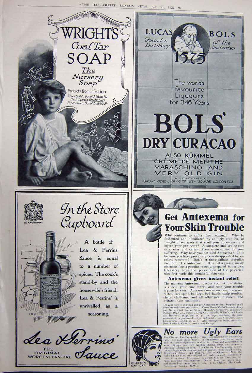Antique Old Print Advertisement 1922 Crossley Car Viskery Curacao Perrins 20th