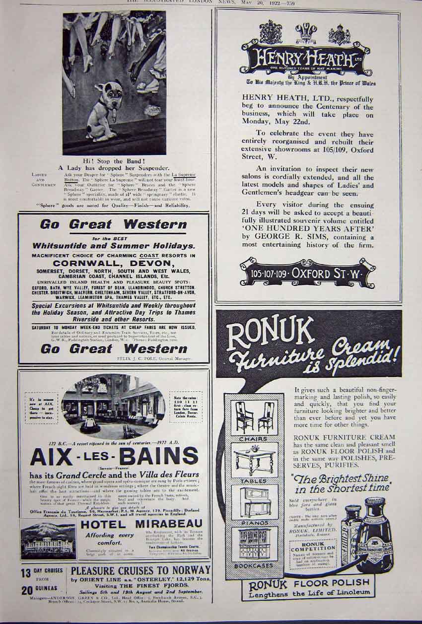Old Vintage Print Advertisement 1922 Talbot Motor Car Ronuk Polish Heath 20th