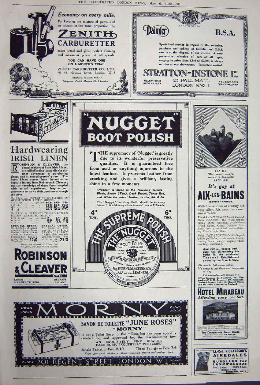 Old Vintage Print Advertisement 1922 Talbot-Darraco Cars Polish Zenith 20th