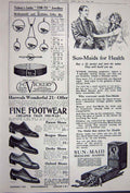 Old Vintage Print Advertisement 1922 Cigarettes Harrods Footwear Raisins 20th