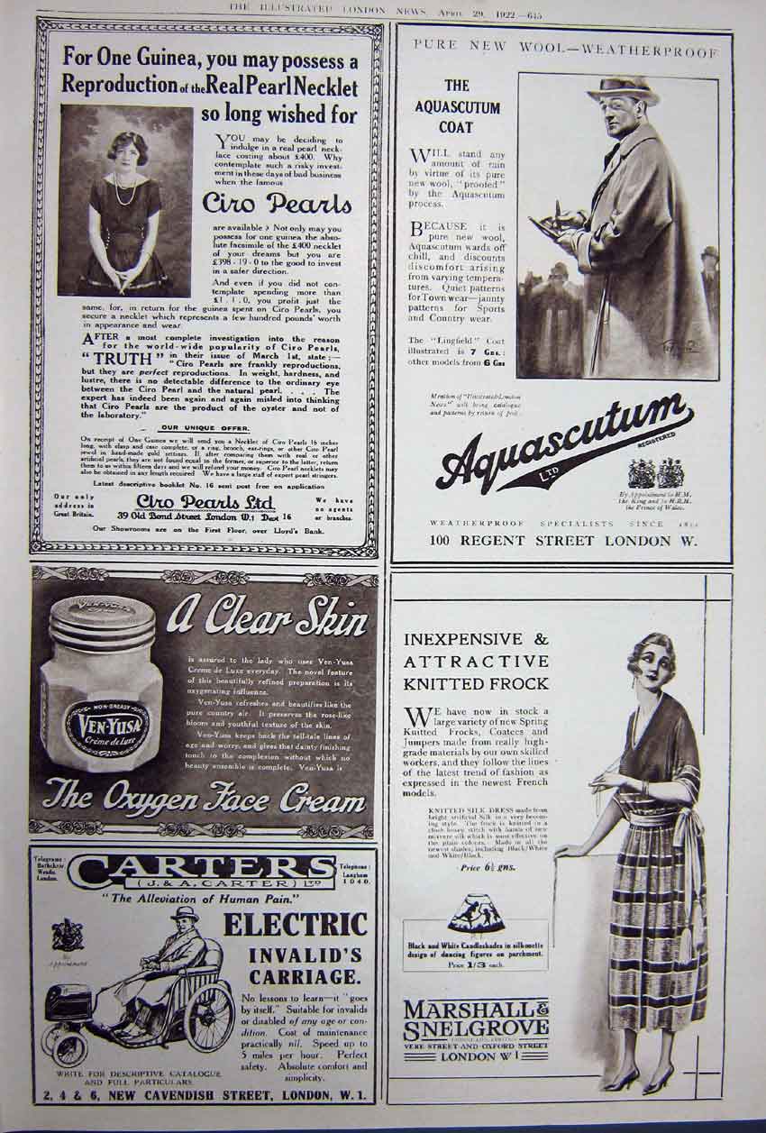 Old Vintage Print Advertisement 1922 Crossley Lanchester Car Debenhams 20th