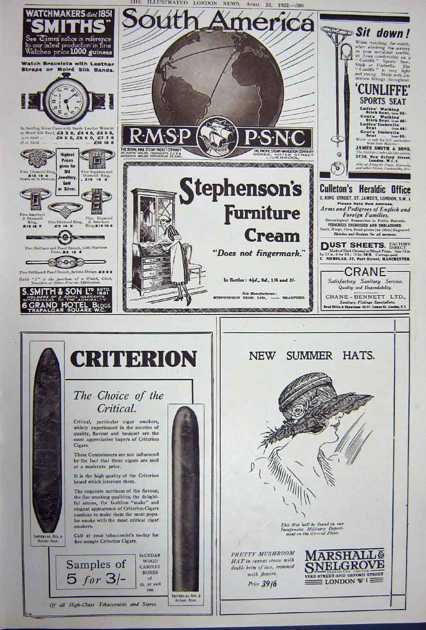 Old Vintage Print Advertisement 1922 Boot Polish Salad Cream Criterion 20th