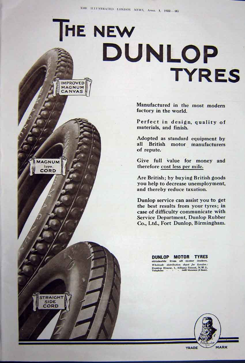 Old Vintage Print Advertisement 1922 Benz Motor Car Sunbeam Dunlop Tyres 20th