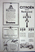 Antique Old Print Advertisement 1922 Motor Cycle Car Citroen Daimler Tyre 20th