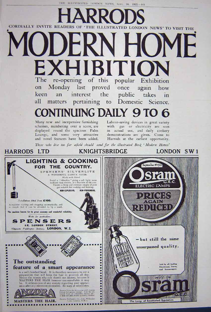 Original Old Vintage Print Advertisement 1922 Maison Chocolates Harrods Anzora