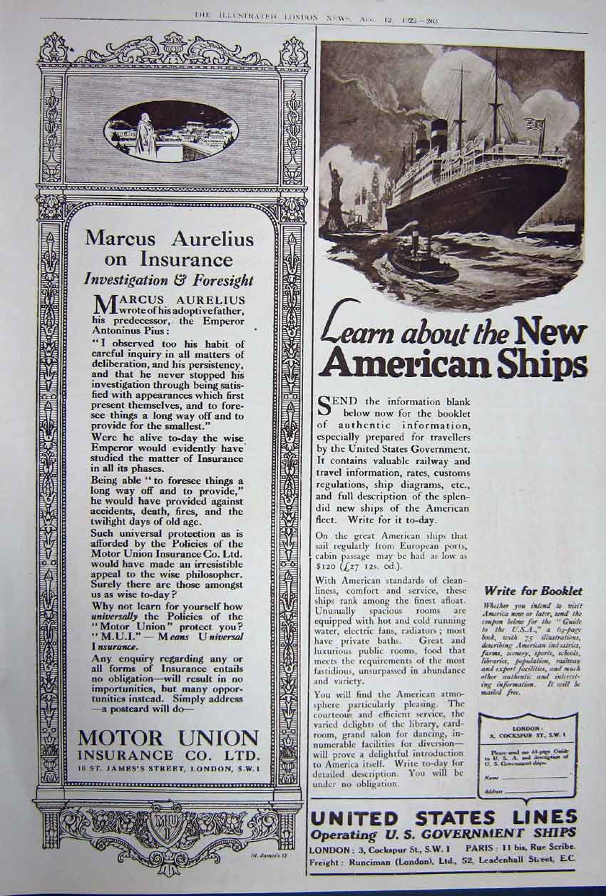 Old Vintage Print Advertisement 1922 Citroen Car Burberry Oil Ship Motor 20th