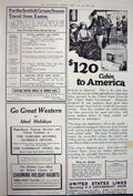 Antique Old Print Advertisement 1922 G.E.R Pen Ship America Holiday Train 20th