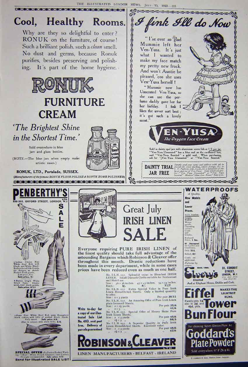 Original Old Vintage Print Advertisement 1922 Cigarettes Cream Linen Clothing