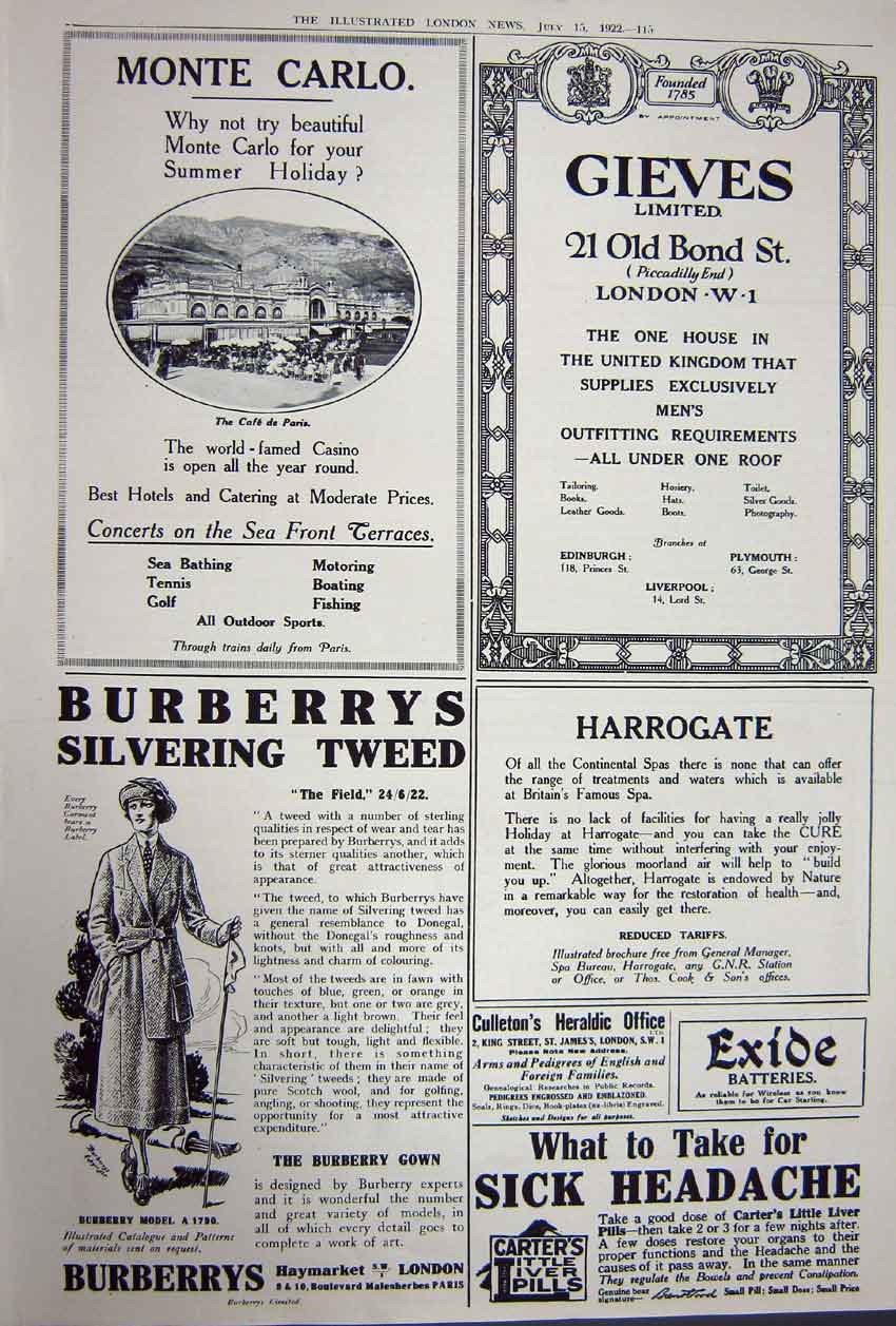 Old Vintage Print Advertisement 1922 Motor Oil Cars Tweed Burberry Carlo 20th