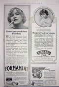 Old Vintage Print Advertisement 1922 Bengers Baby Food Formamint Brandy 20th