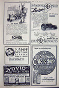 Old Vintage Print Advertisement 1922 Rover Car Lanchester Novio Medicine 20th