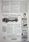 Original Old Vintage Print Vauxhall Car Novio Macassar Oil Advertisement 1922