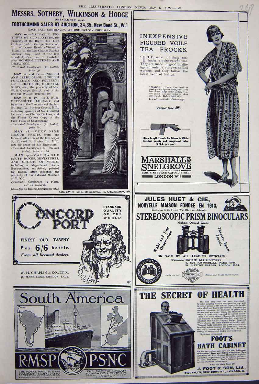 Old Vintage Print Advertisement 1922 Ship Marshall Snelgrove Bath Cabinet 20th